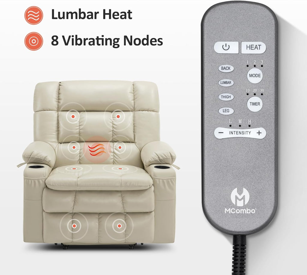 MCombo Dual Motor Power Lift Recliner Chair for Elderly with Heat Massage USB