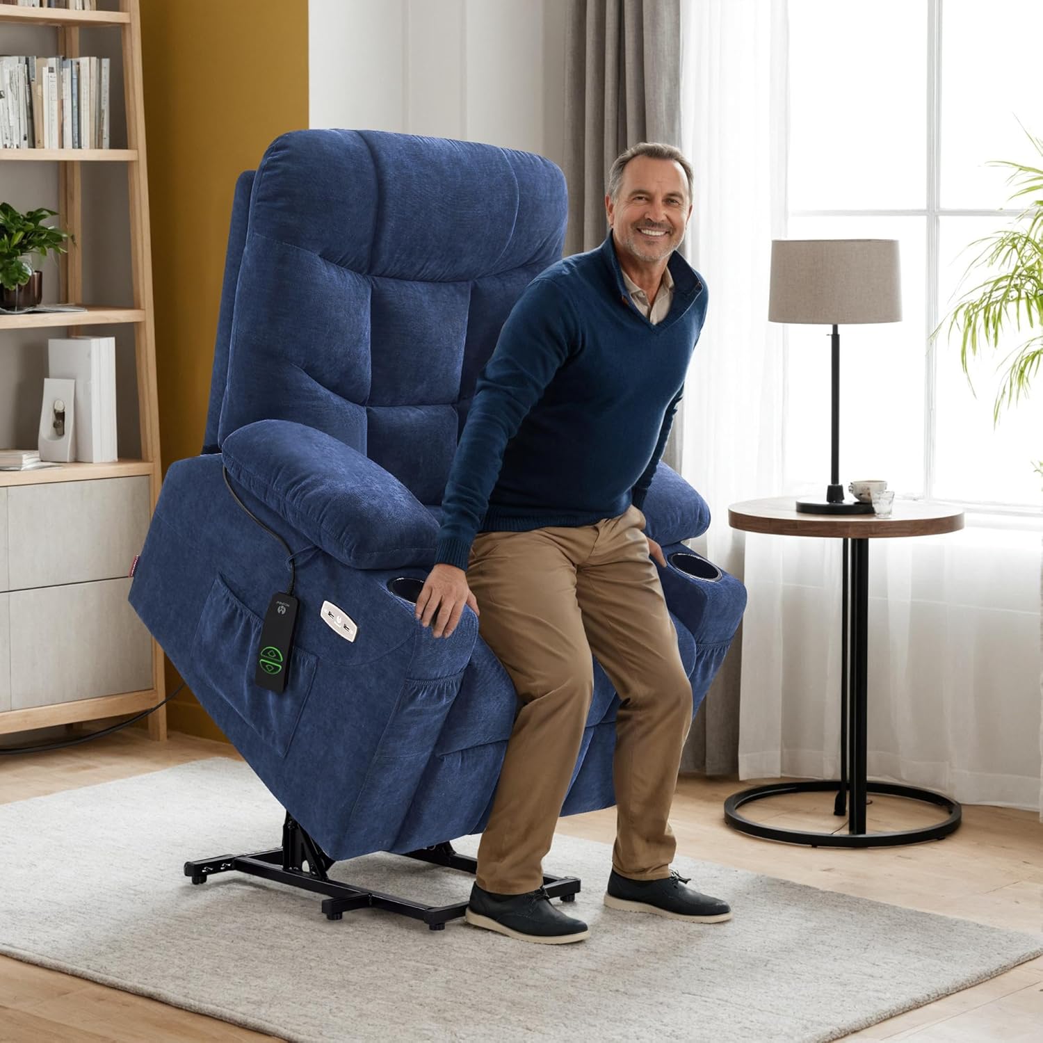MCombo Power Lift Recliner Chair for Elderly with Extended Footrest Fabric