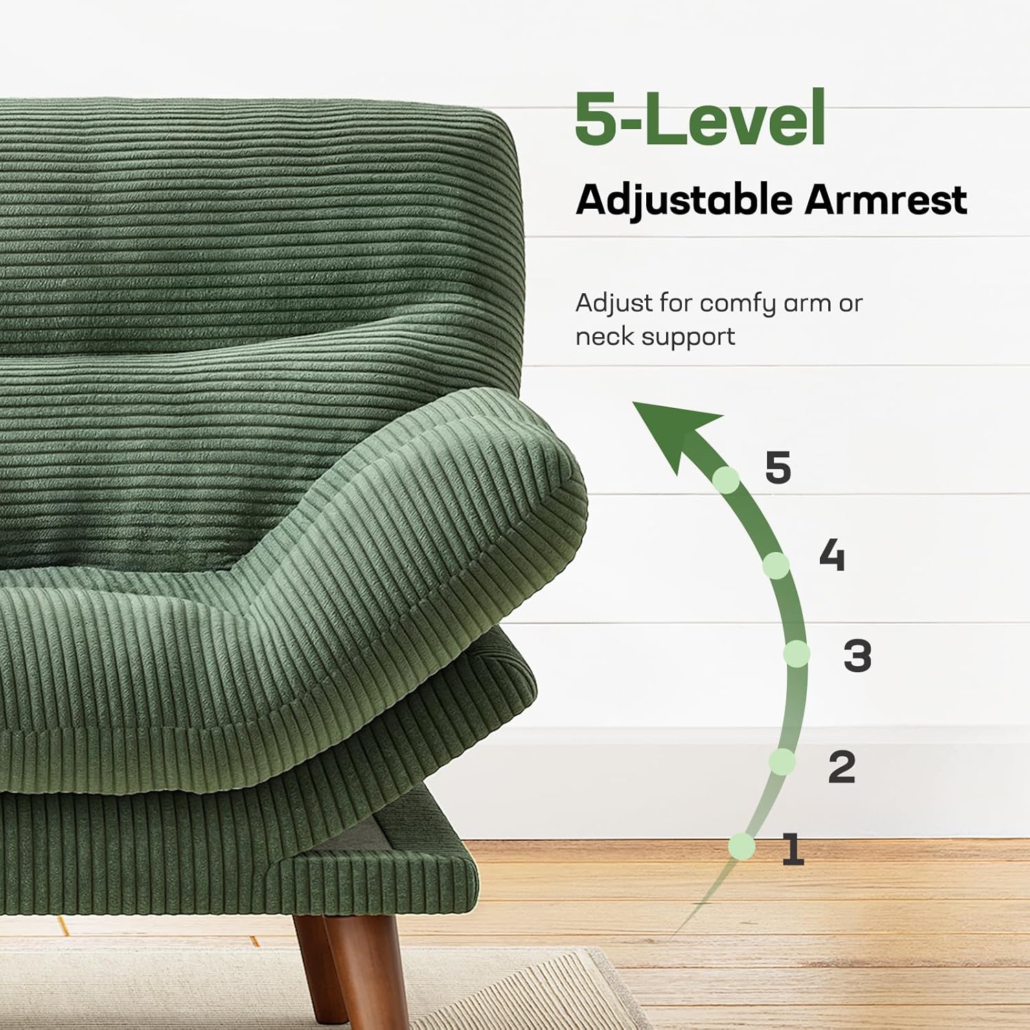 Marsail Futon Sofa Bed Convertible Corduroy Loveseat with Adjustable Backrest
