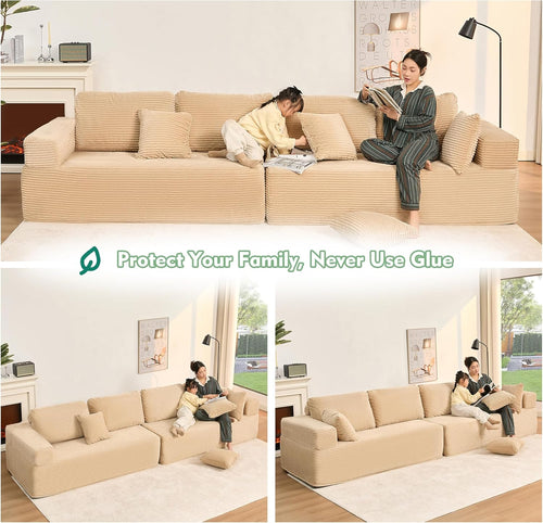 Afuson Boneless Sectional Sofa L Shape Deep Seat Cloud Couch Living Room