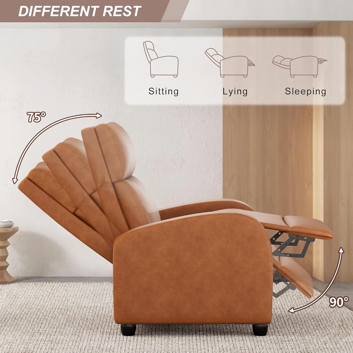 JUMMICO Adjustable Recliner Chair Thick Cushion Home Theater Sofa Living Room