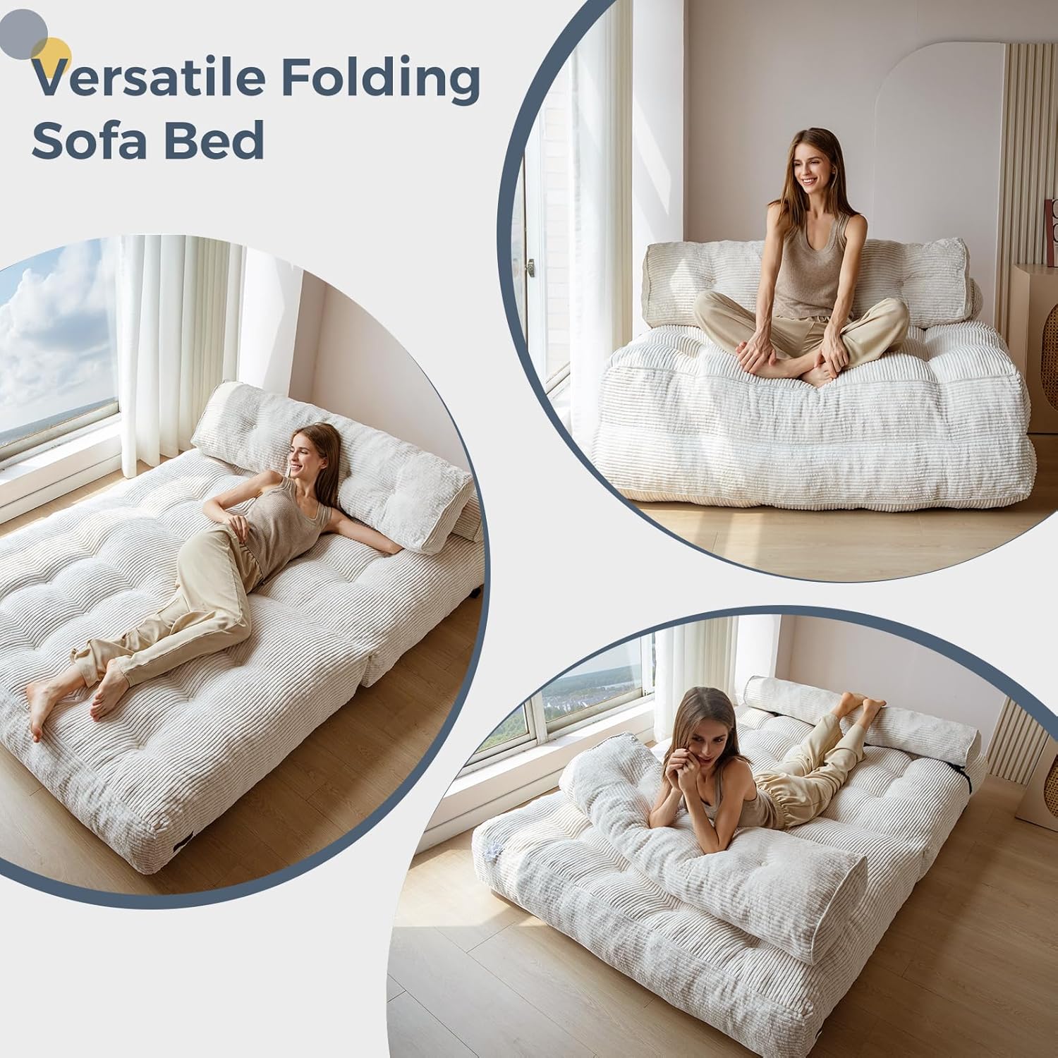 MAXYOYO Folding Sofa Bed Convertible Sleeper Chair with Pillow