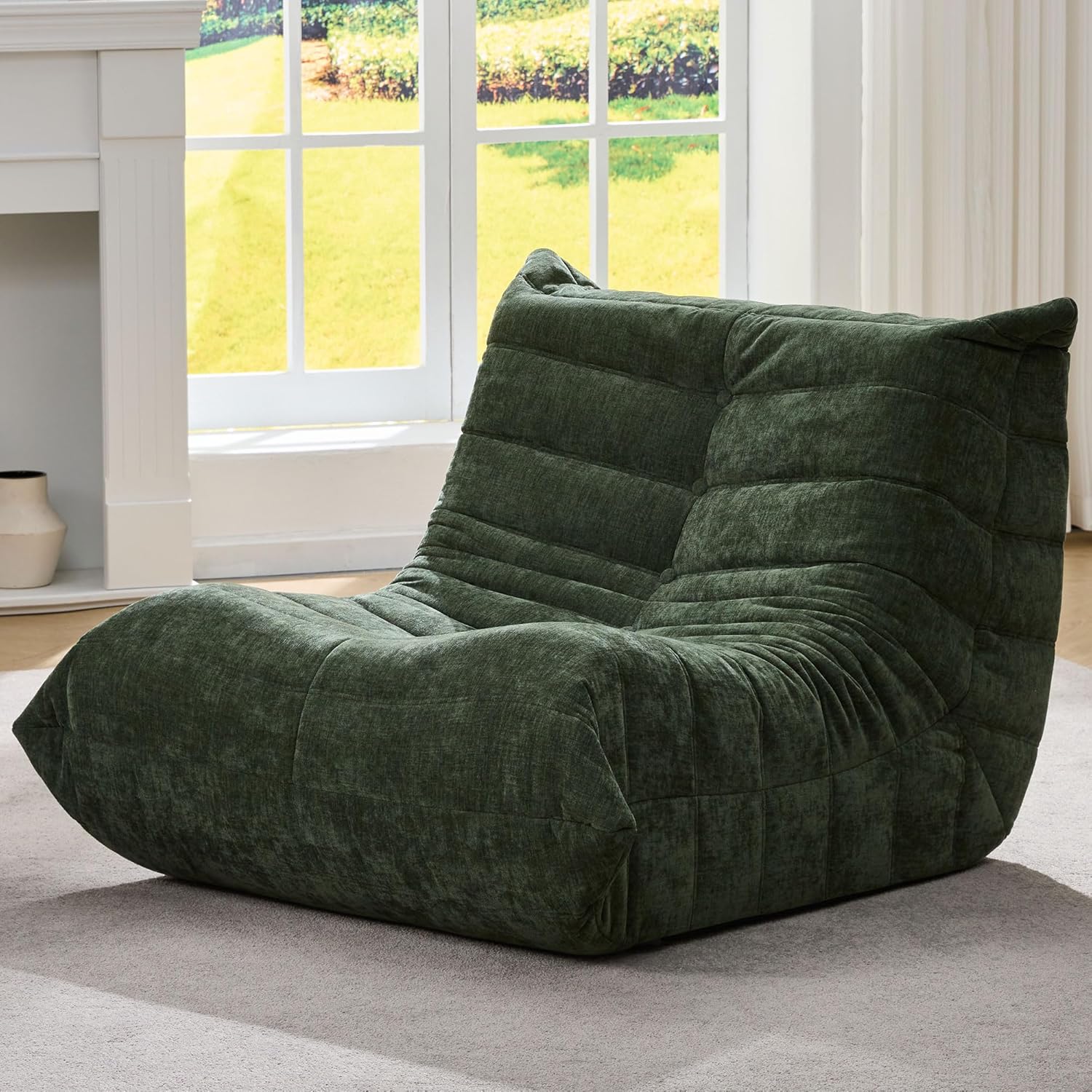 Hobestluk Giant Bean Bag Chair Memory Foam Faux Fur Sofa for Living Room