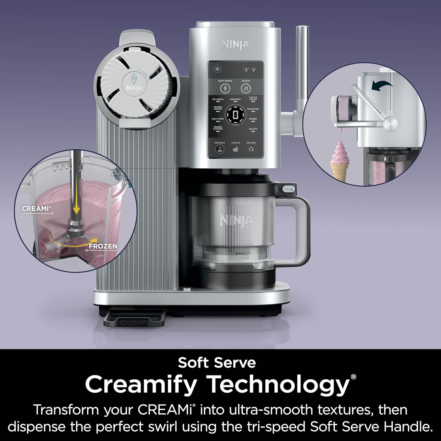 Ninja Swirl Ice Cream and Soft Serve Maker 13 in 1 Machine for Sorbet Milkshake Yogurt