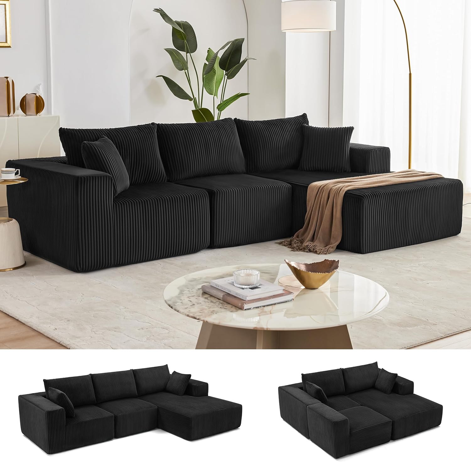 Weture 108" Modular Sectional Sofa Deep Seat Cloud L-Shape Couch with Chaise
