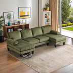 VINGLI 110 Sectional Couch U Shaped Sofa Set with Double Chaise Chenille Fabric