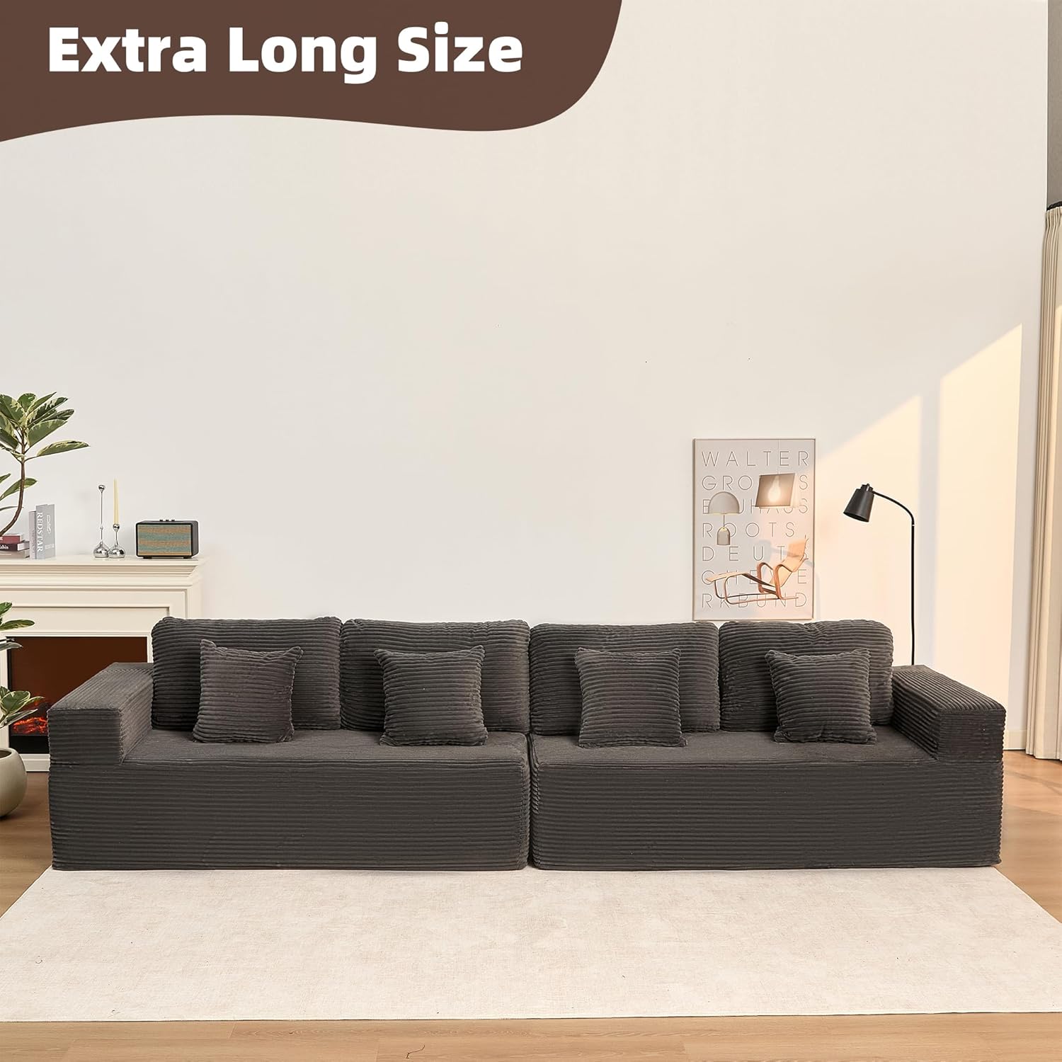 Afuson Boneless Sectional Sofa L Shape Deep Seat Cloud Couch Living Room