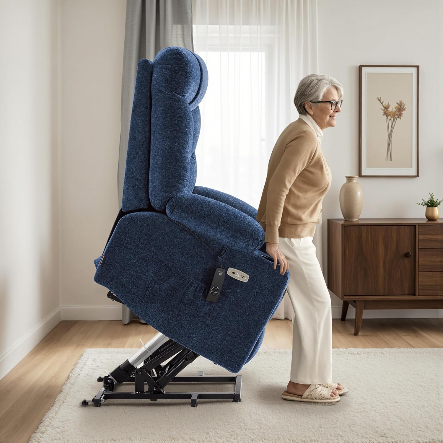 MCombo Power Lift Recliner Chair for Elderly with Extended Footrest Fabric