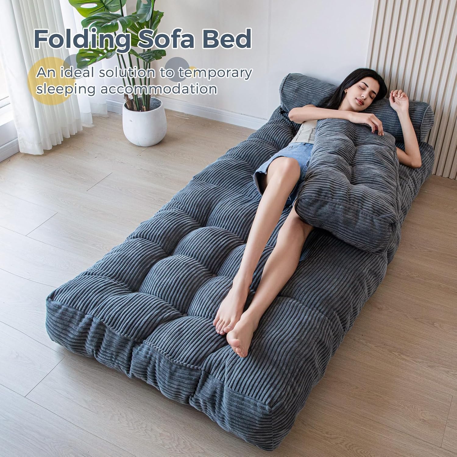 MAXYOYO Folding Sofa Bed Convertible Sleeper Chair with Pillow