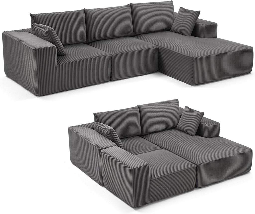 Weture 108" Modular Sectional Sofa Deep Seat Cloud L-Shape Couch with Chaise