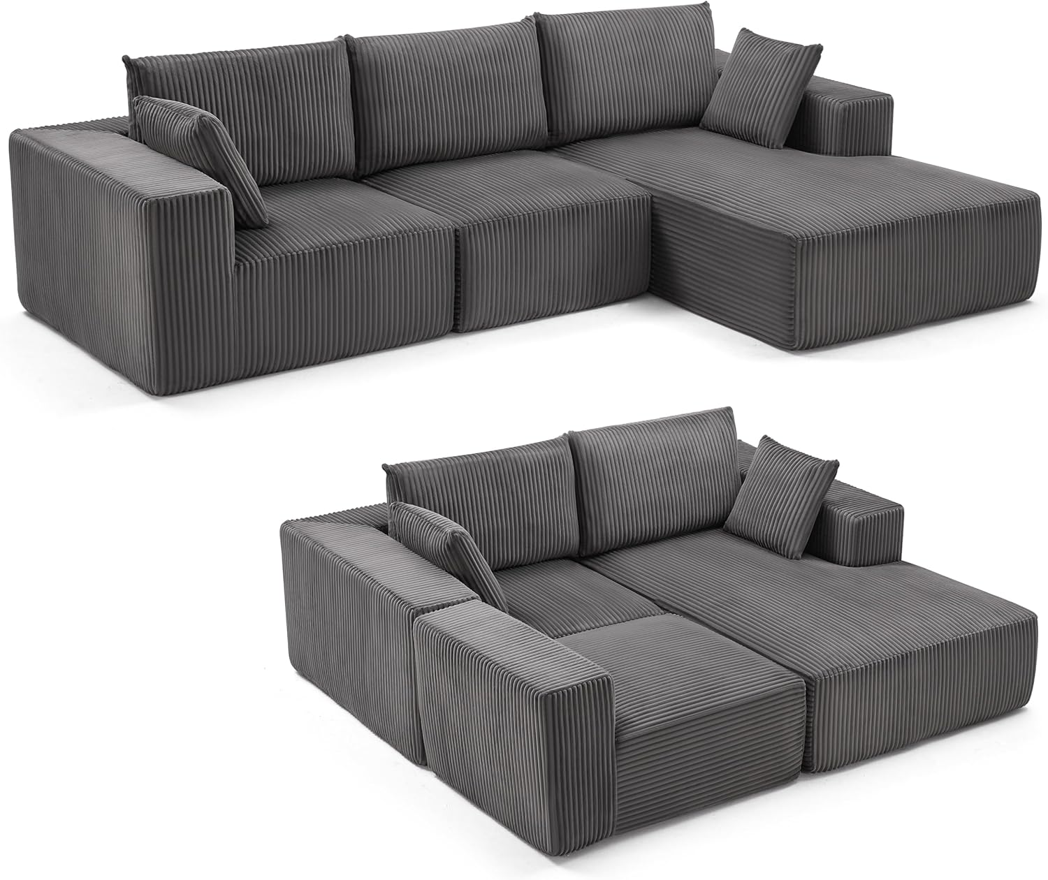 Weture 108" Modular Sectional Sofa Deep Seat Cloud L-Shape Couch with Chaise