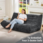 Hobestluk Giant Bean Bag Chair Memory Foam Faux Fur Sofa for Living Room