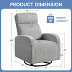 Yaheetech 360 Swivel Glider Chair Nursery Corduroy Rocking Nursing Chair with Pockets