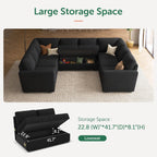 HONBAY Modular L Shaped Sectional Sleeper Sofa with Storage Pull Out Bed