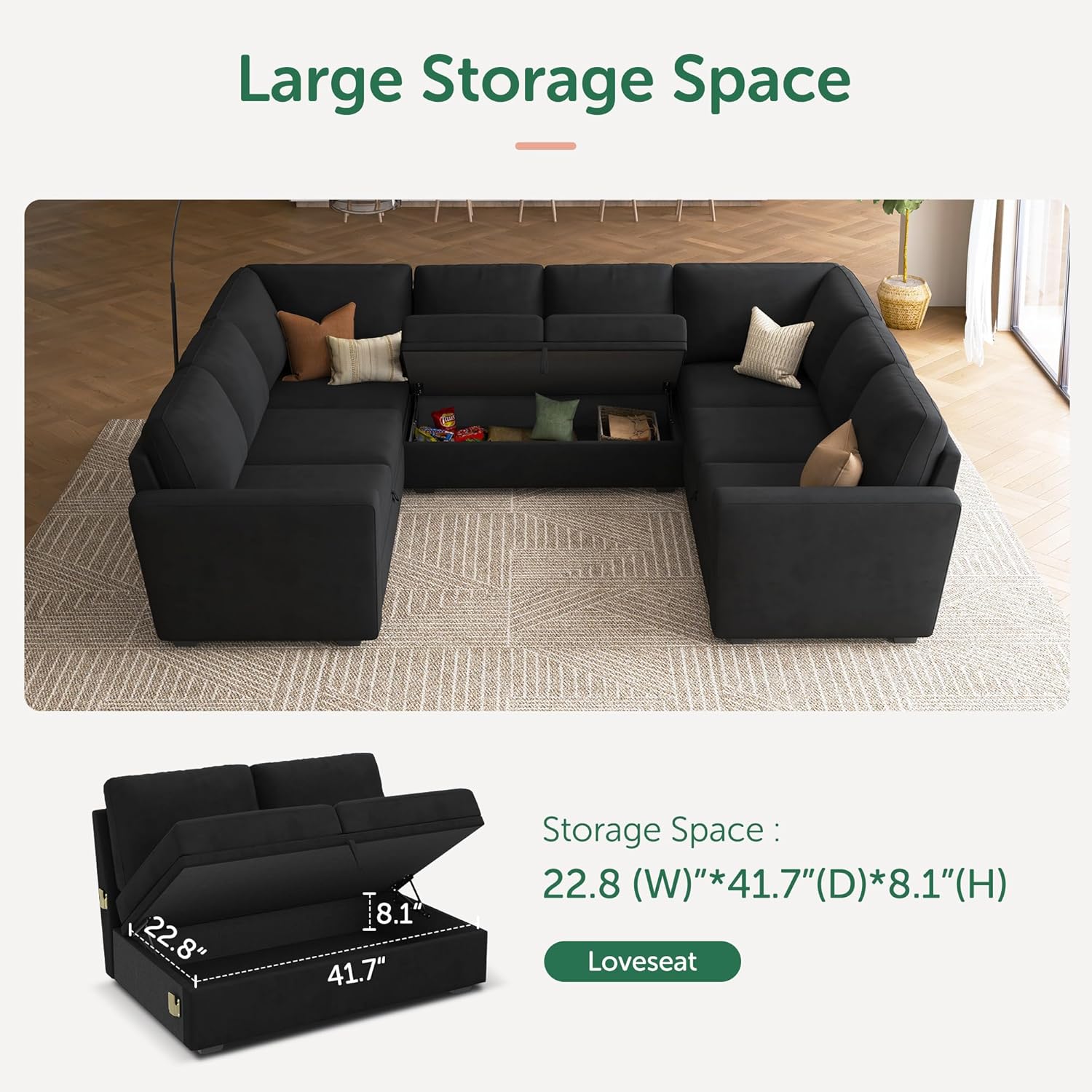 HONBAY Modular Sectional Sleeper Sofa L Shaped Couch with Pull Out Bed