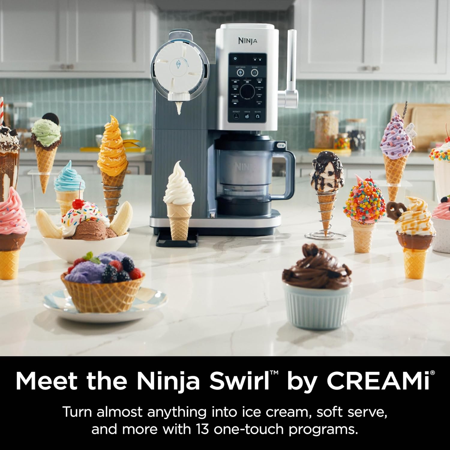 Ninja Swirl Ice Cream and Soft Serve Maker 13 in 1 Machine for Sorbet Milkshake Yogurt