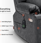 MCombo Electric Power Lift Recliner Massage Heat Chair for Elderly 3 Positions 2 Pockets USB