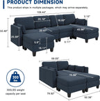 Huatean Home Modular Sectional Sofa U Shaped Couch 6 Seat Convertible High Density Foam