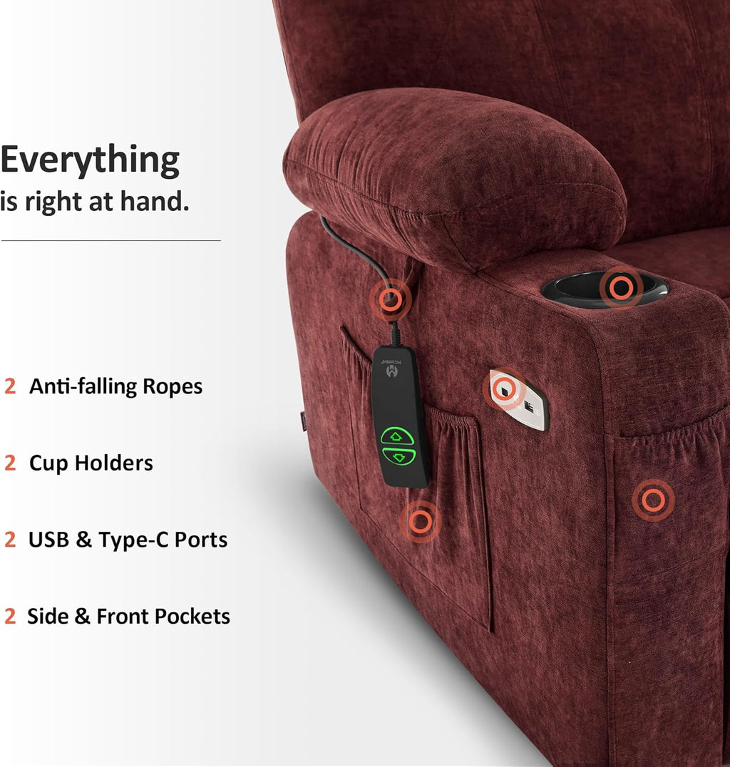 MCombo Power Lift Recliner Chair for Elderly with Heat Massage USB Cup Holders