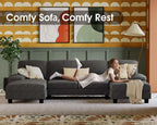 Furmax U-Shaped Sectional Sofa Couch 4 Seat Linen Fabric Double Chaise