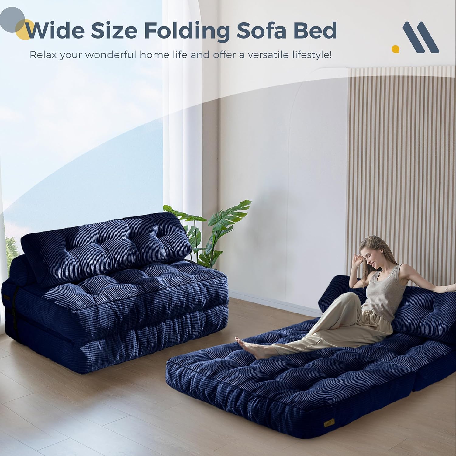 MAXYOYO Folding Sofa Bed Convertible Sleeper Chair with Pillow