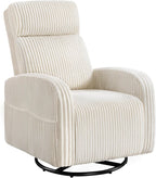 Yaheetech 360 Swivel Glider Chair Nursery Corduroy Rocking Nursing Chair with Pockets