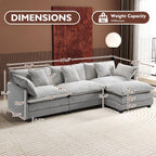 Ihanherry U Shaped Modular Cloud Sofa 5 Seat Chenille Sectional with Ottoman