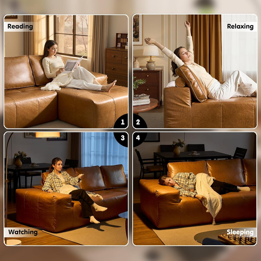 ovios Cloud Sectional Sofa L Shape Chaise Deep Seat Modular Living Room Couch