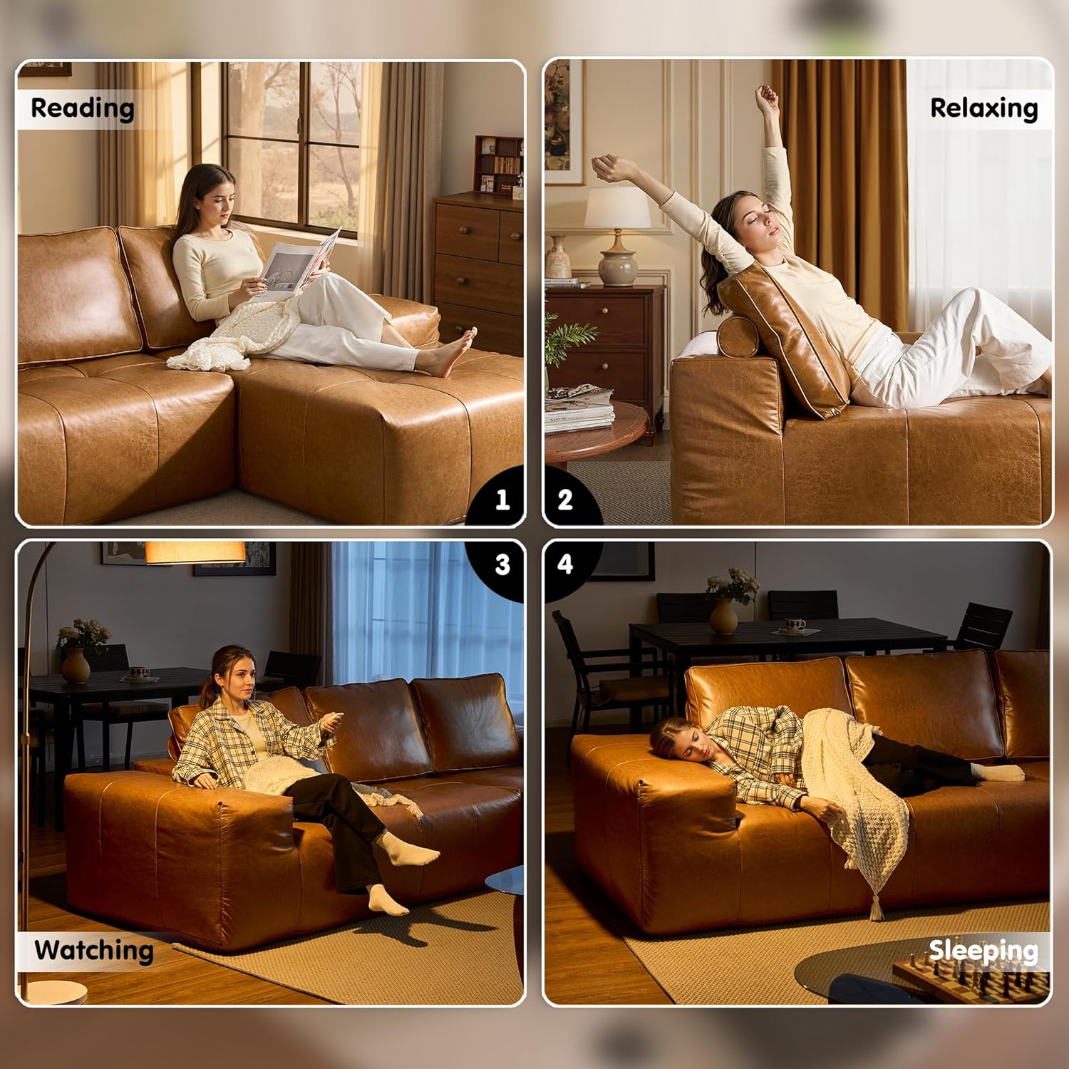 ovios Cloud Sectional Couch with L Shape Chaise Modern Modular Sofa