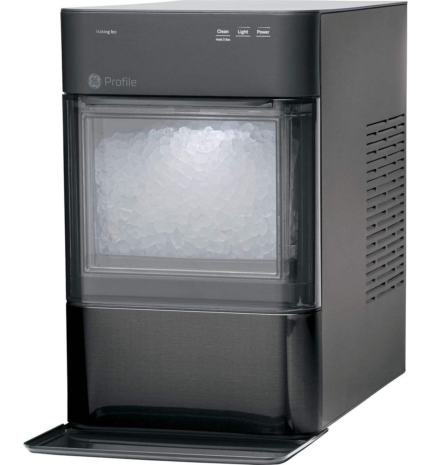 Profile Nugget Ice Maker Countertop 38lbs Smart WiFi Black Stainless Steel
