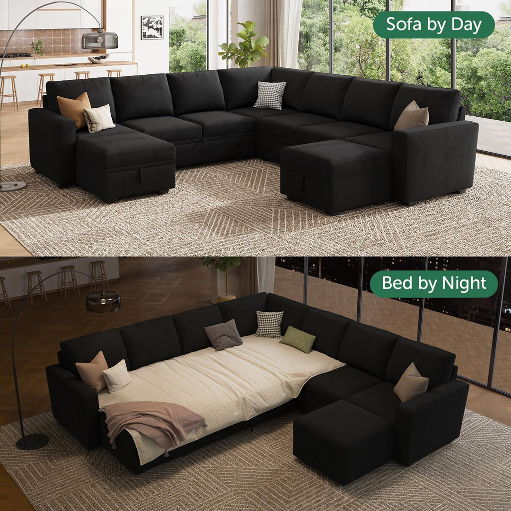 HONBAY Modular Sectional Sleeper Sofa L Shaped Couch with Pull Out Bed