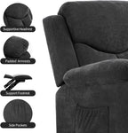 Sftaiyou Manual Rocker Recliner Chair Massage Fabric Overstuffed Soft Recliner