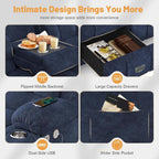 Dresegmt Loveseat Recliner Sofa 3 Seat Flip Backrest with Storage USB Cup Holders