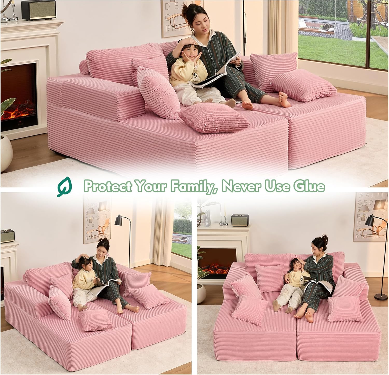 Afuson Boneless Sectional Sofa L Shape Deep Seat Cloud Couch Living Room