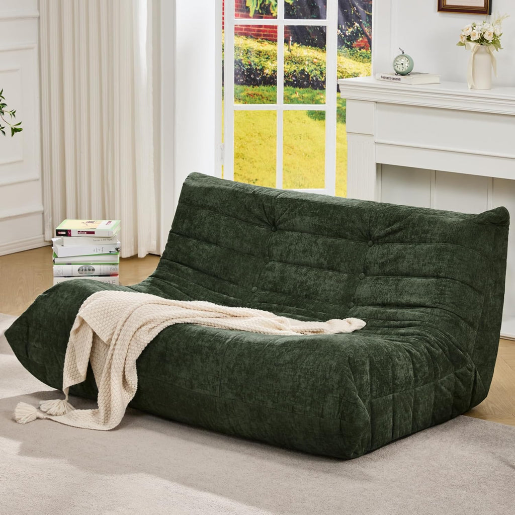 Hobestluk Giant Bean Bag Chair Memory Foam Faux Fur Sofa for Living Room