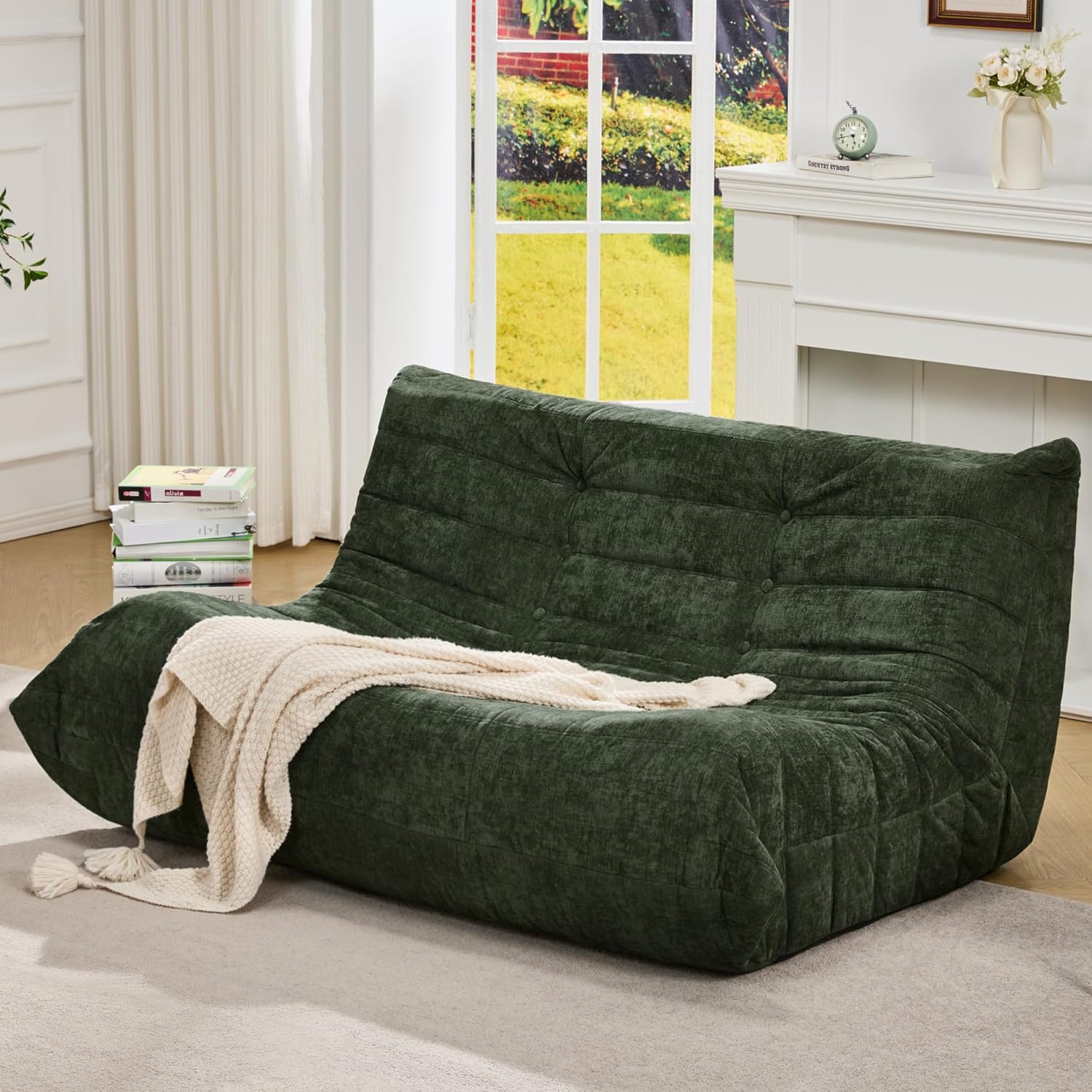 Hobestluk Giant Bean Bag Chair Memory Foam Faux Fur Sofa for Living Room