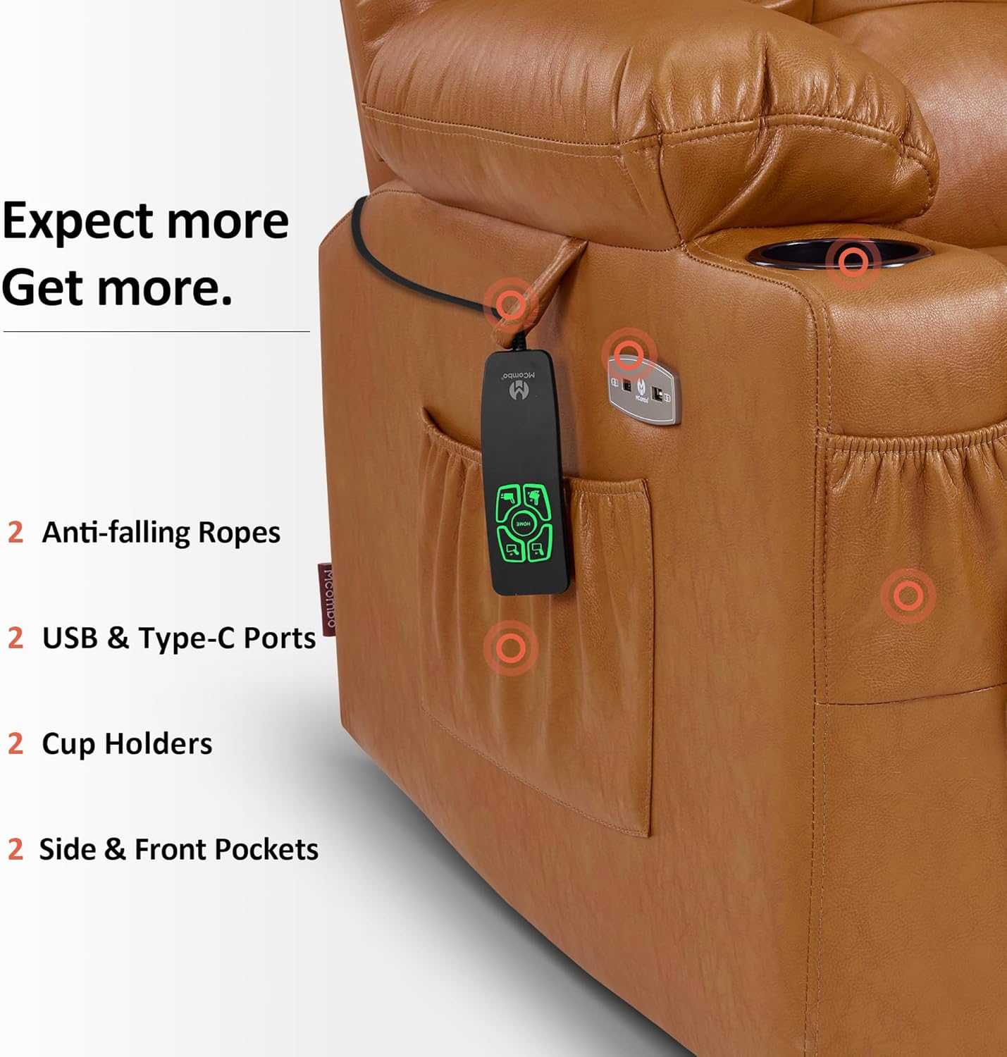 MCombo Dual Motor Power Lift Recliner Chair for Elderly with Heat Massage USB