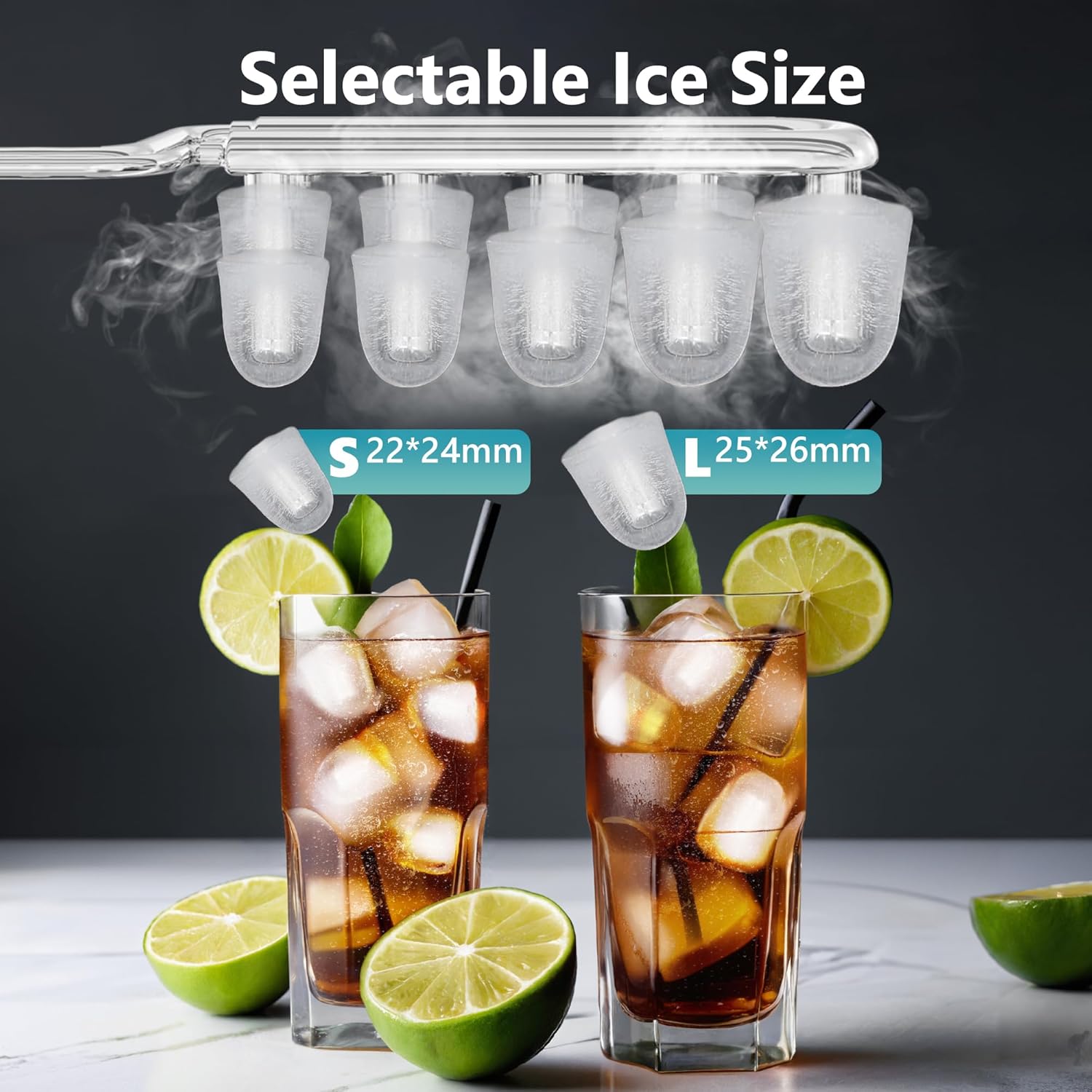 EUHOMY Nugget Ice Maker Countertop Portable 34lbs Daily with Handle
