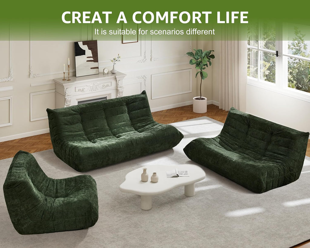 Hobestluk Giant Bean Bag Chair Memory Foam Faux Fur Sofa for Living Room