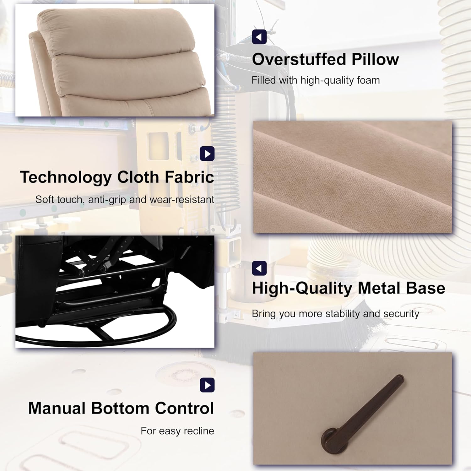 GNMLP2020 Swivel Rocker Recliner Chair Manual Small Space Nursery Living Room