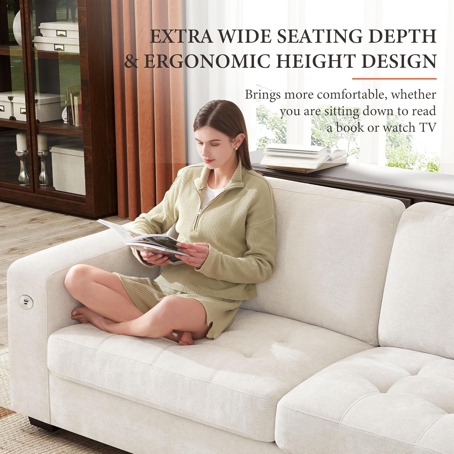 Ihanherry U Shaped Modular Sectional Sofa 5 Seat with 2 Ottomans Chenille
