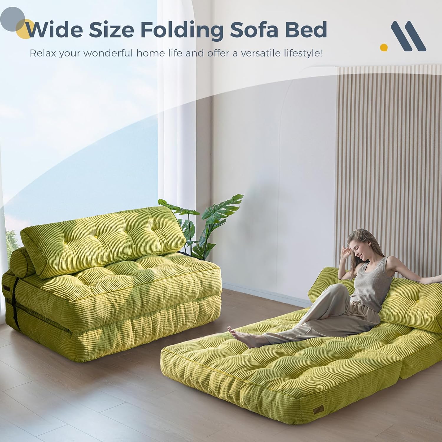 MAXYOYO Folding Sofa Bed Convertible Sleeper Chair with Pillow