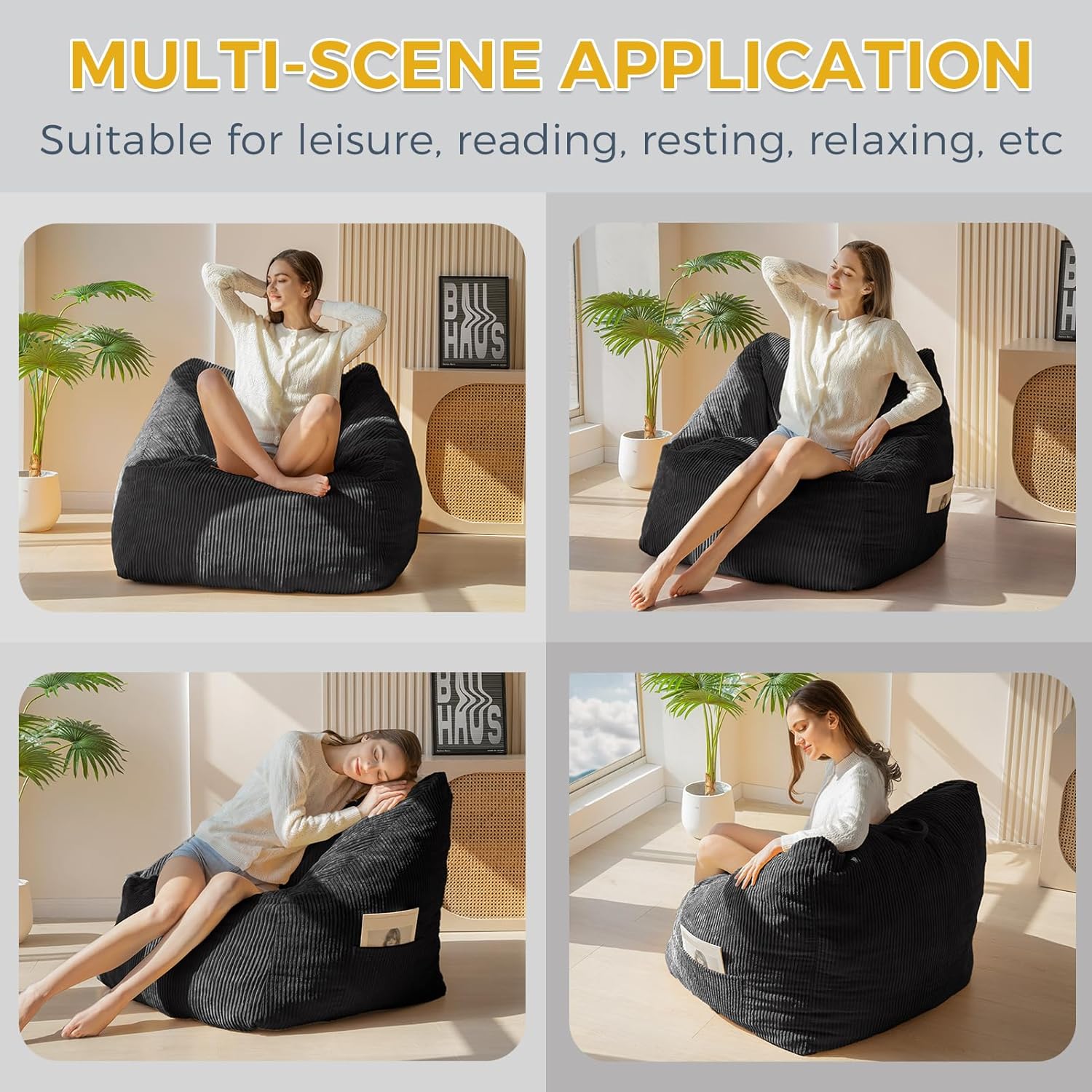 MAXYOYO Bean Bag Chair with Handle and Pocket for Adults Kids Teens