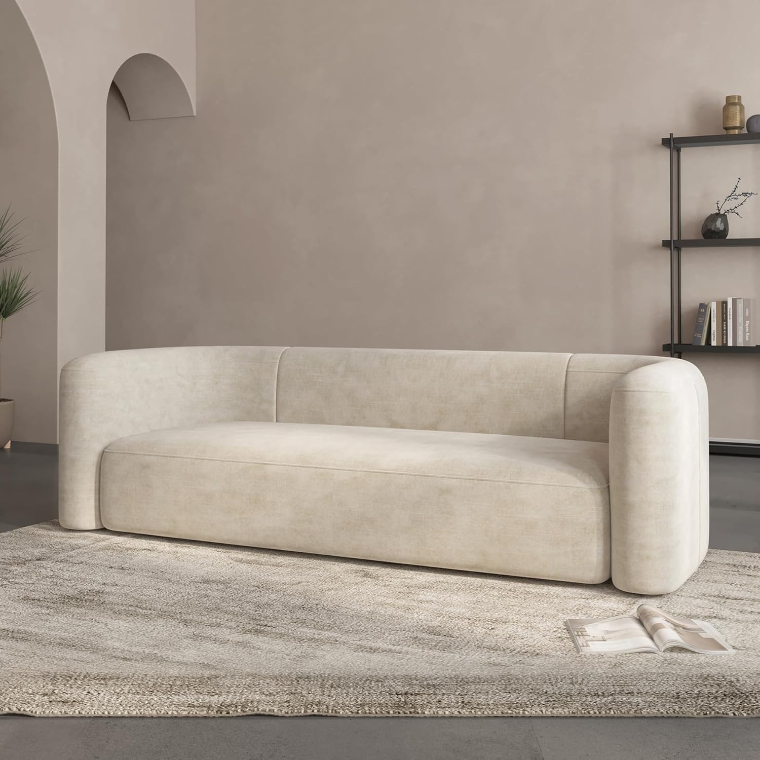 Acanva Luxury Velvet Sofa 3 Seater Modern Curved Back Couch for Living Room