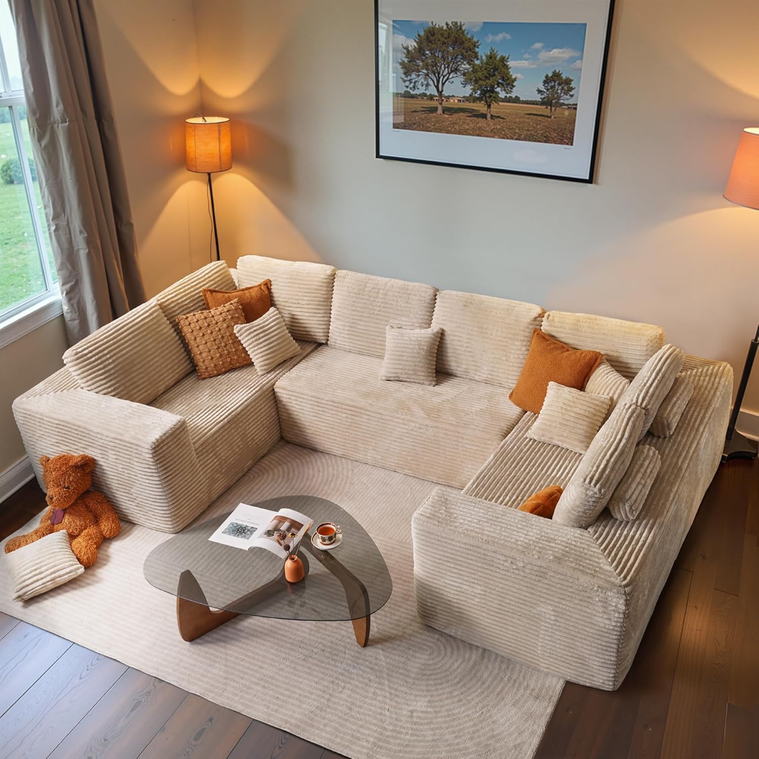 ovios Cloud Sectional Couch with L Shape Chaise Modern Modular Sofa