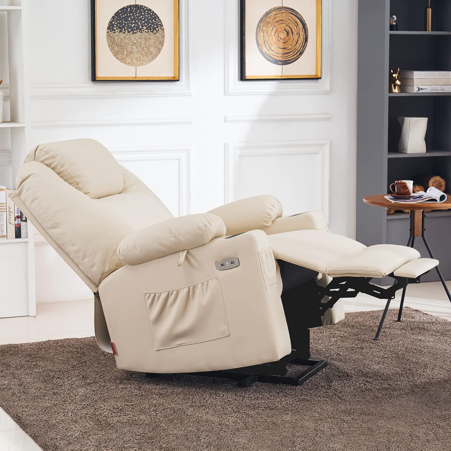 MCombo Electric Power Lift Recliner Massage Heat Chair for Elderly 3 Positions 2 Pockets USB