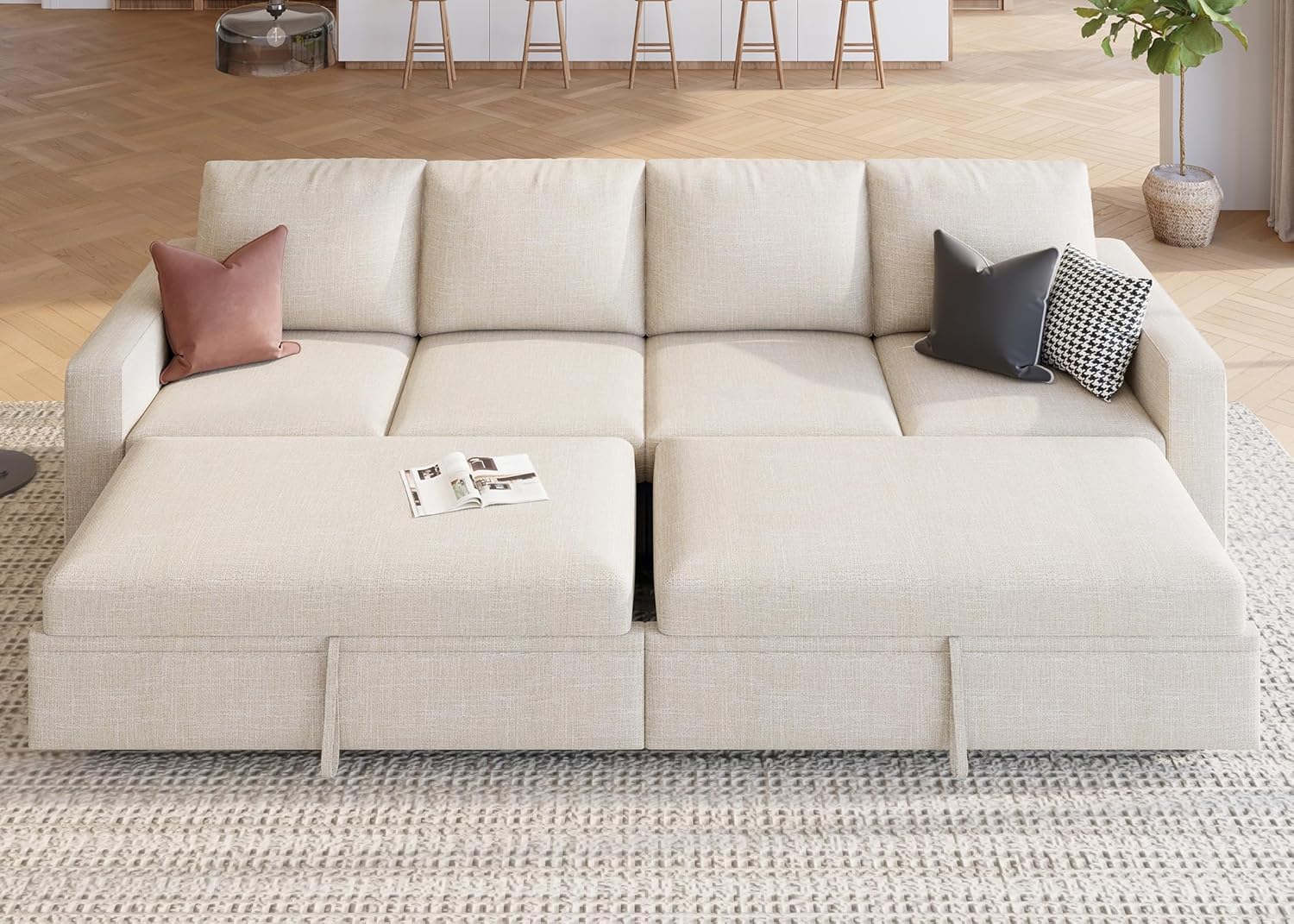 HONBAY Modular Sectional Sleeper Sofa L Shaped Couch with Pull Out Bed