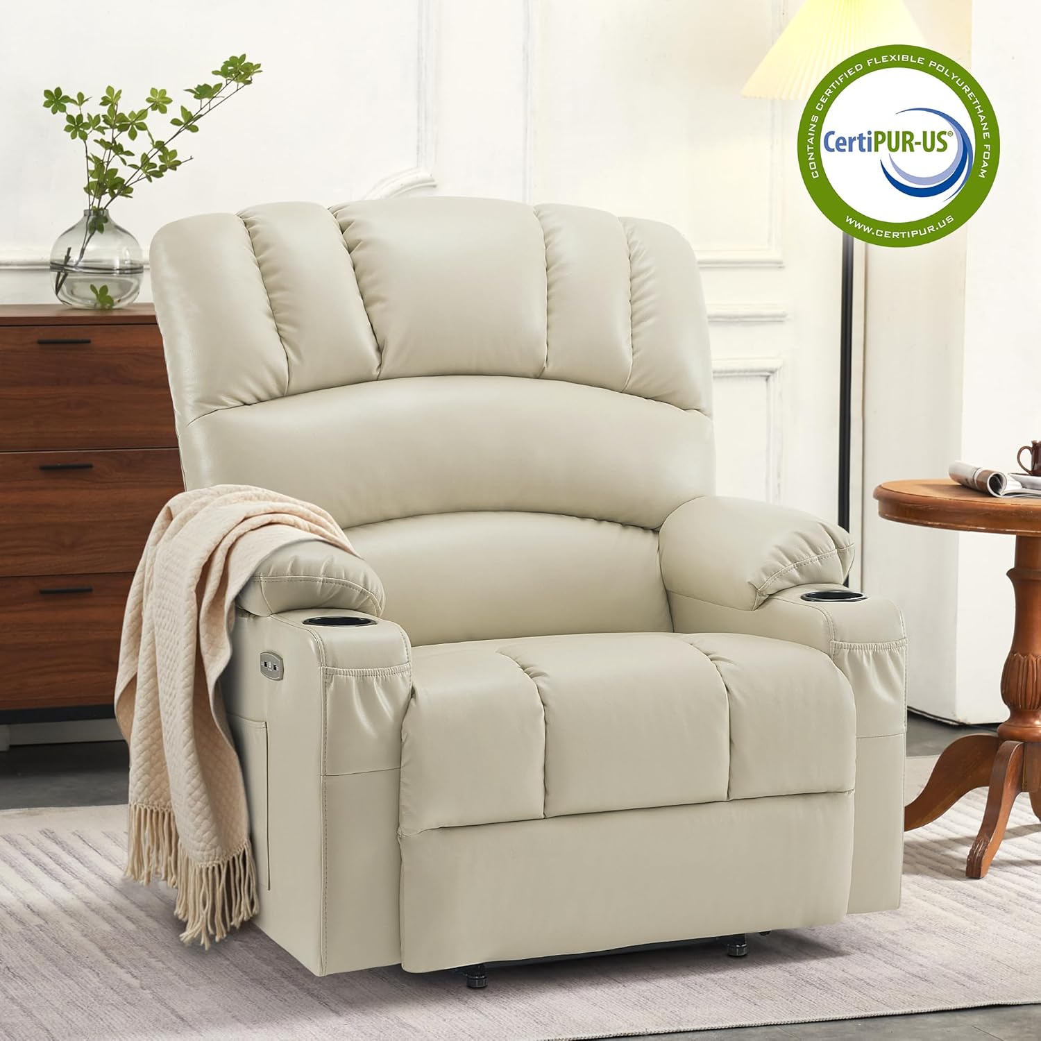 MCombo Power Lift Recliner Chair for Elderly with Heat Massage USB Cup Holders