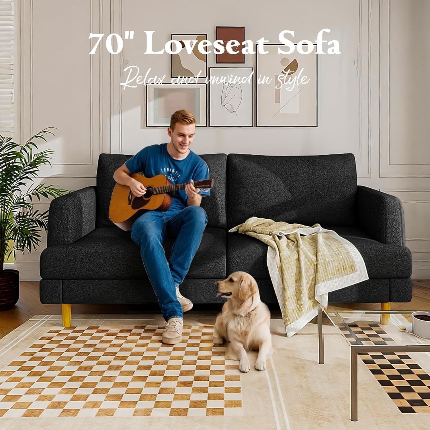Loveseat Sofa Couch USB Ports 2 Seater Deep Seating Small Couch