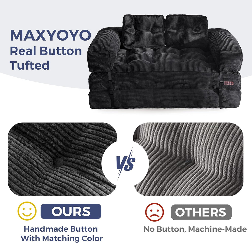 MAXYOYO L Shaped Folding Sofa Bed Convertible Sleeper with Pillow Armrest